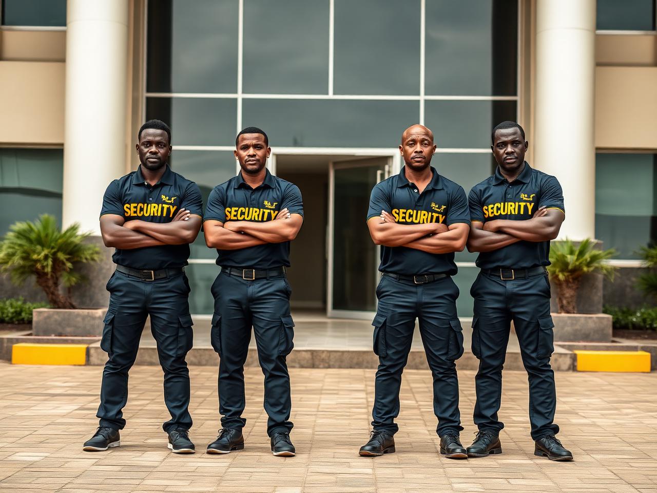 Avon Security team lineup outside Asaba office